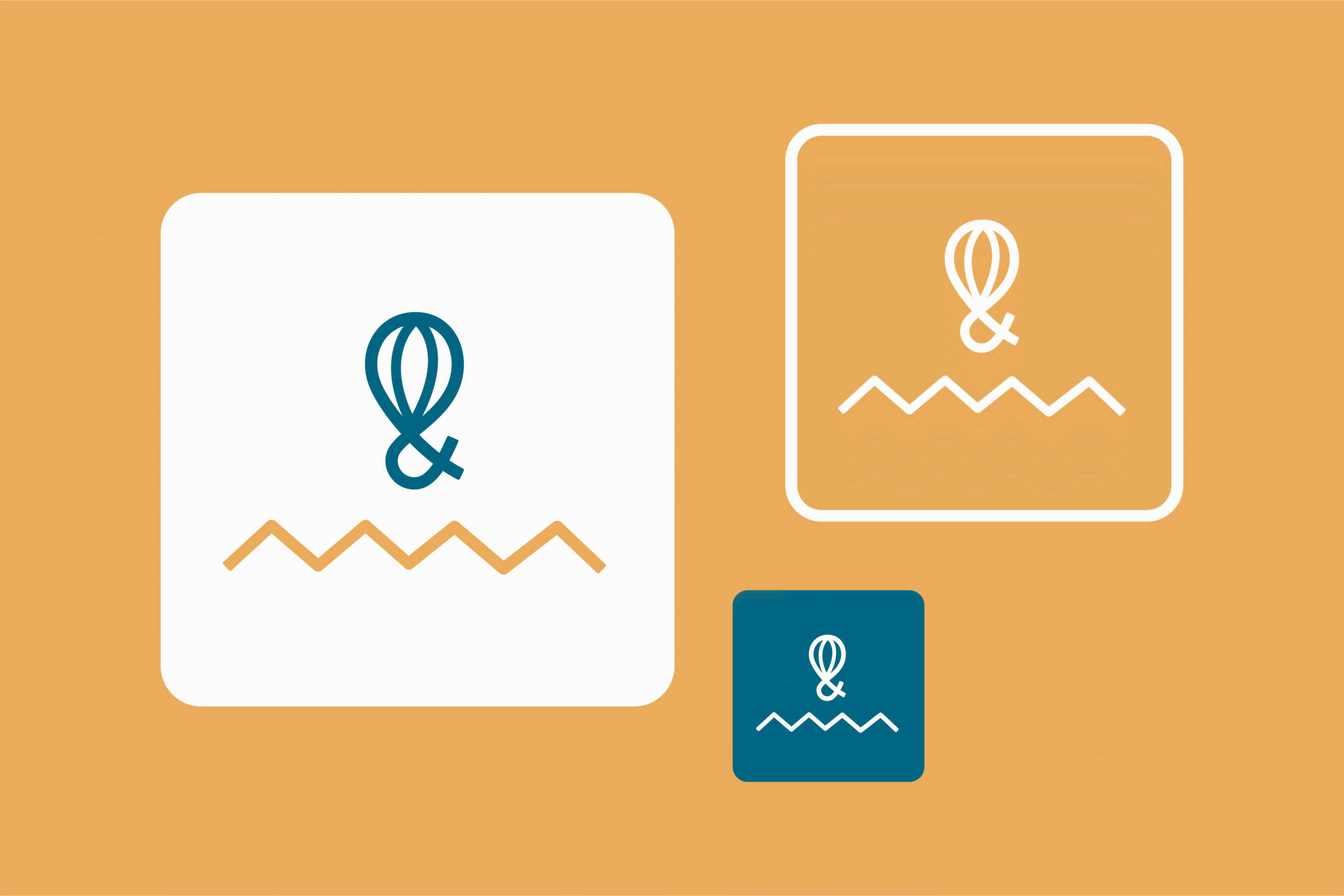 Logoicon mit Ballon und Linie auf farbigem Hintergrund