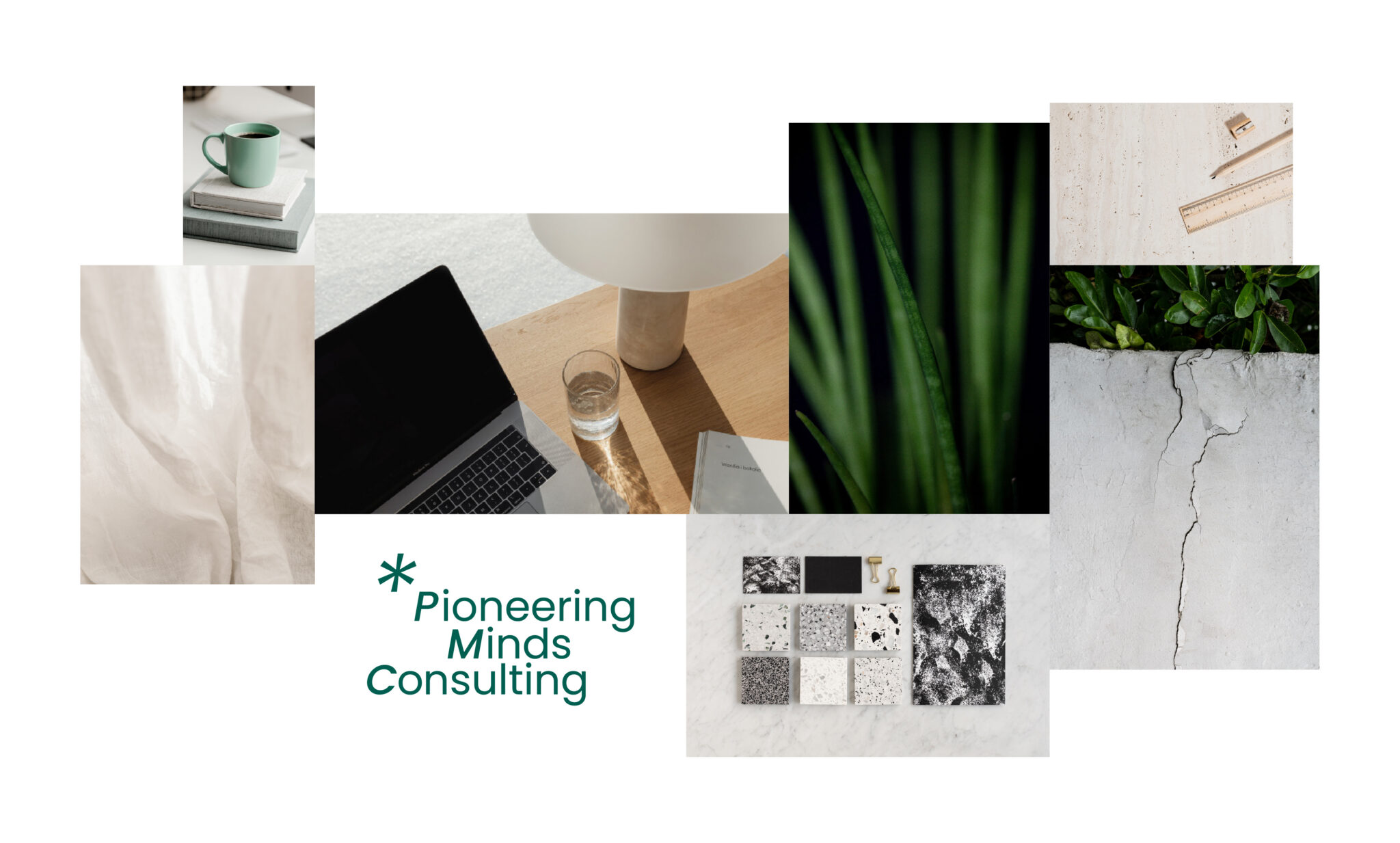 Pioneering Minds Consulting Moodboard mit Stimmungsbildern die die Marke vibe-wise darsrtellen.