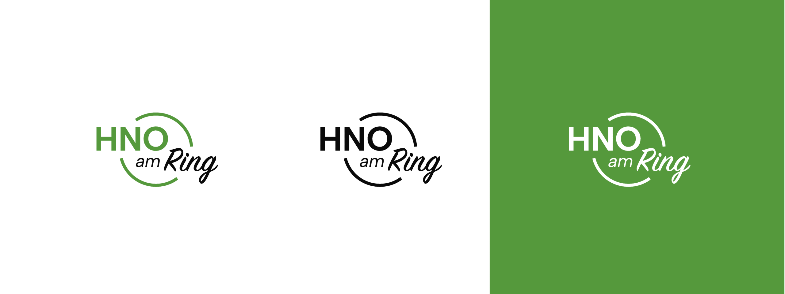 Logo-Varianten für HNO am Ring mit Ring-Symbol und moderner Typografie