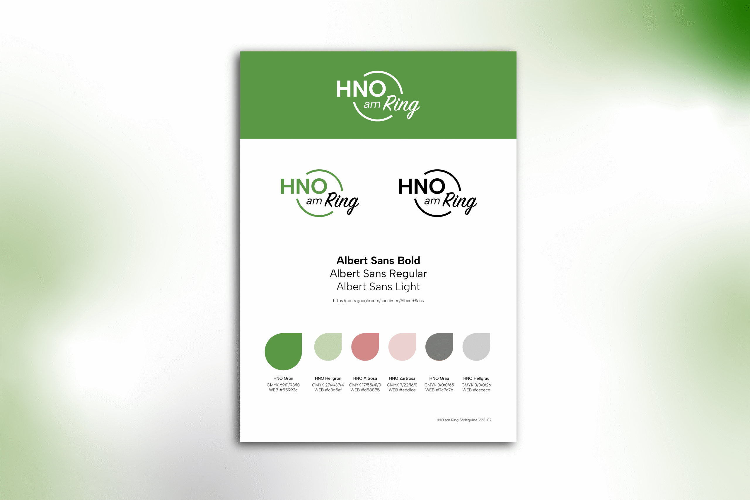 Styleguide für die visuelle Identität von HNO am Ring Title: Corporate Design Styleguide