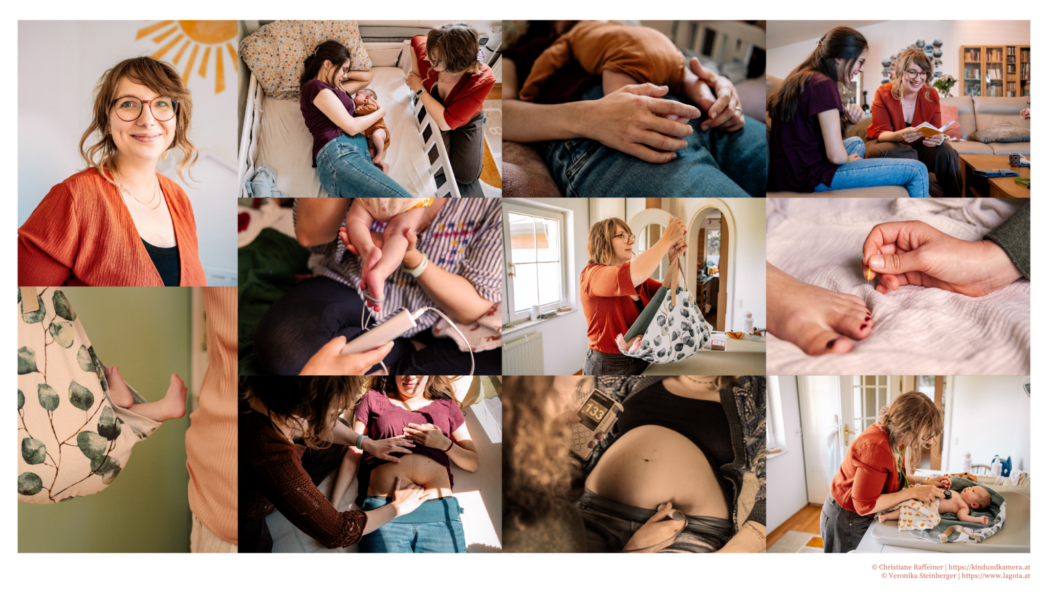 Fotocollage mit Isabella Kinzer bei der Begleitung von Schwangeren und Babys